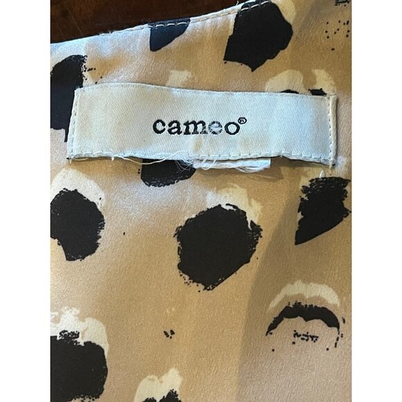 Cameo‎ Tan Black and White Leopard Print V Neck Sleeveless Mini Dress Size S - Picture 15 of 16